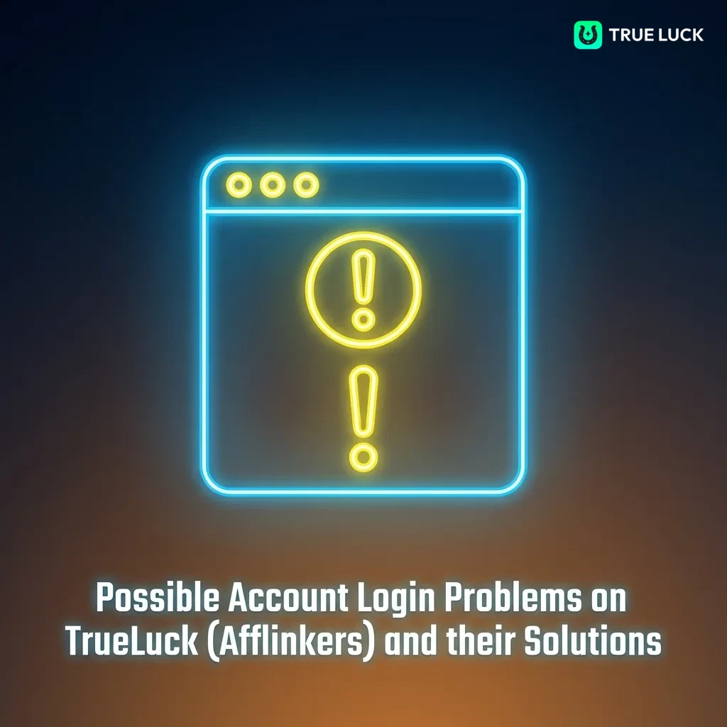 TrueLuck login troubleshooting guide showing common account access problems and their step-by-step solutions in table format