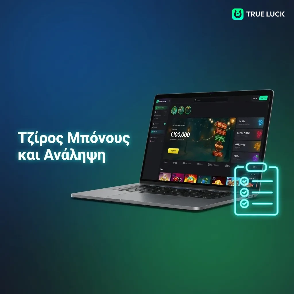 TrueLuck mobile app welcome bonus claim process with 6-step instructions for registration and deposit