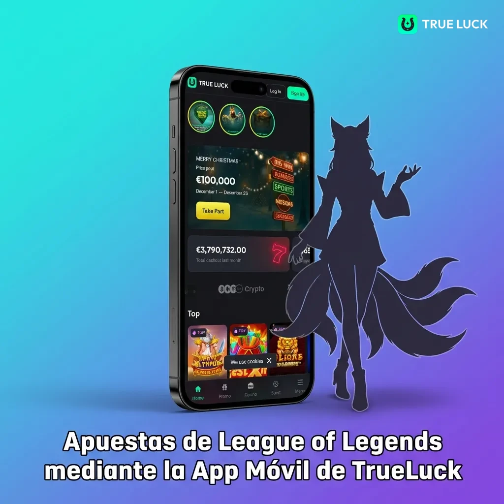 TrueLuck mobile app interface showing League of Legends betting options and live match statistics on smartphone screen