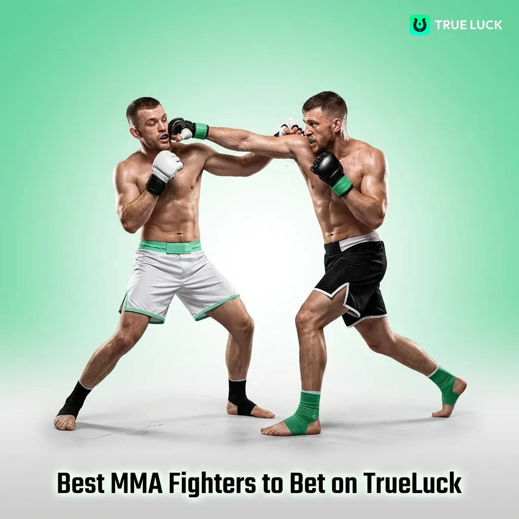Top MMA fighters including Jon Jones, Islam Makhachev, and Israel Adesanya available for betting on TrueLuck platform.