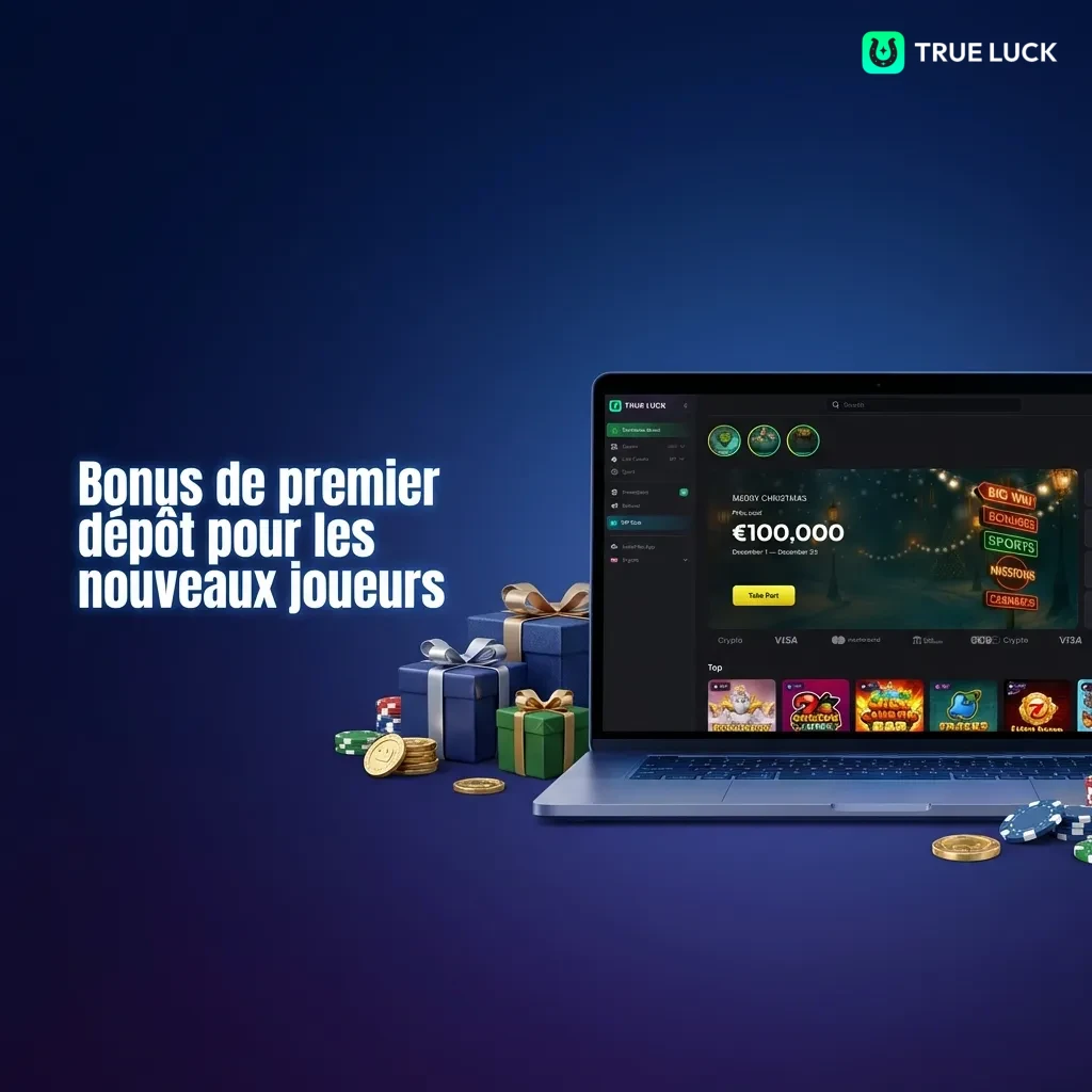 Bonus de bienvenue TrueLuck avec trois offres: machines à sous, casino en direct et paris sportifs pour nouveaux joueurs