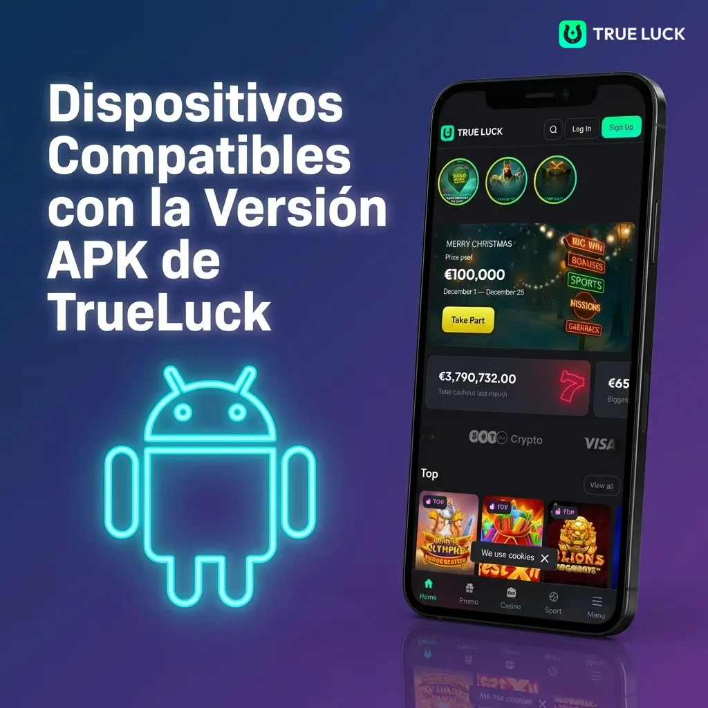 Table showing compatible Android phone brands and models for TrueLuck APK app in Spain