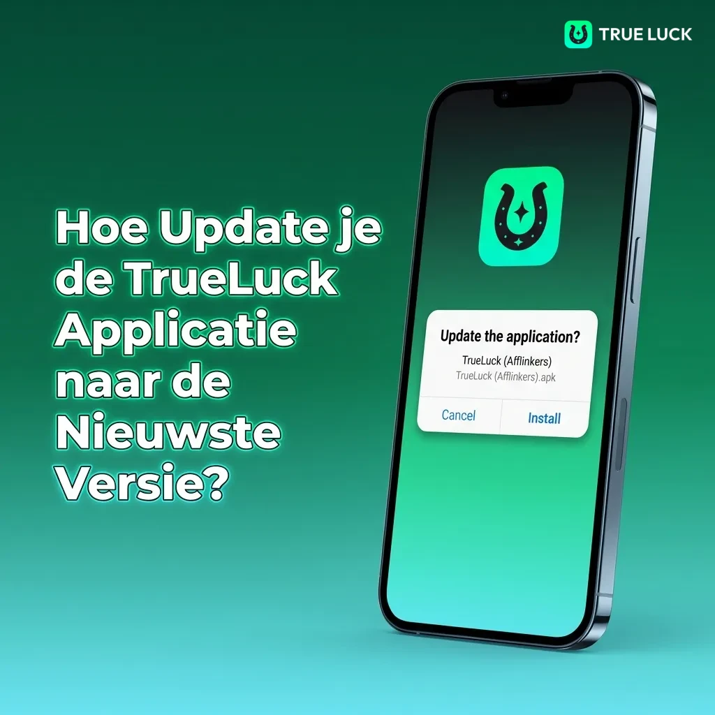 Smartphone showing TrueLuck app update notification with download progress bar on screen