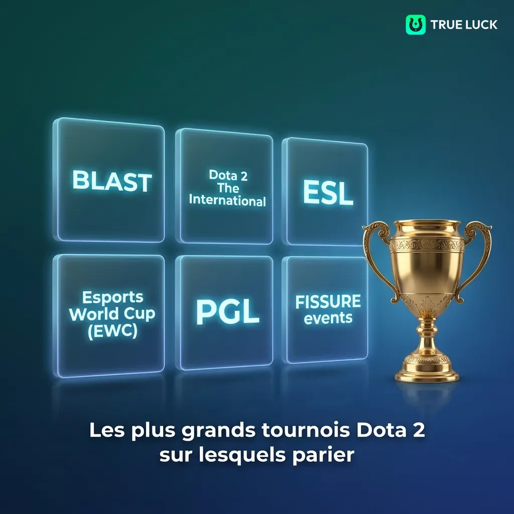 Major Dota 2 esports tournaments including The International, ESL, and BLAST competitions for betting opportunities