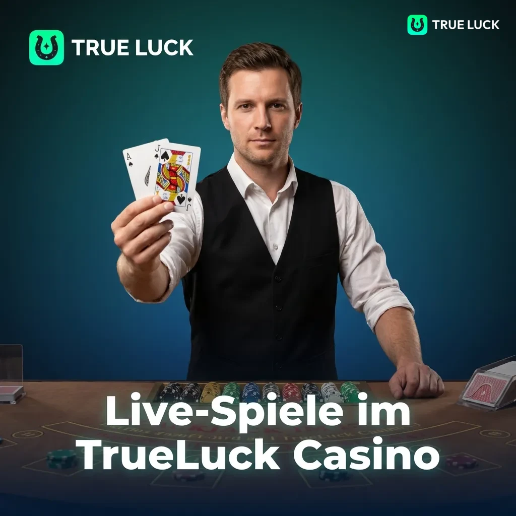 Live dealer games at TrueLuck Casino including roulette, blackjack, baccarat, poker, and game shows