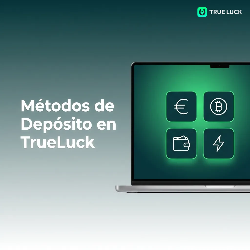Pantalla de depósito en TrueLuck mostrando opciones de pago: tarjeta bancaria, transferencia y monedero electrónico.