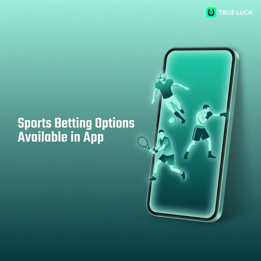 TrueLuck app sports betting interface showing major sports like football, basketball, tennis, rugby, and cricket options
