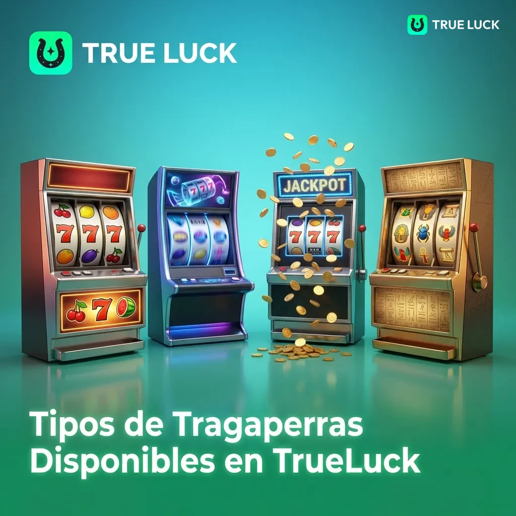 TrueLuck slot machine types including classic, video, Megaways, progressive jackpot, bonus buy, and crash games