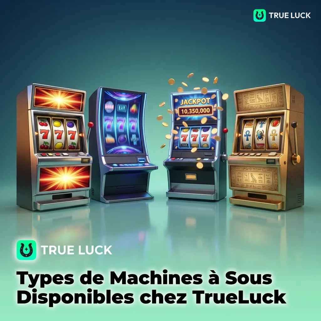 TrueLuck casino slot machine categories including classic, video, progressive jackpot, Megaways, and crash games