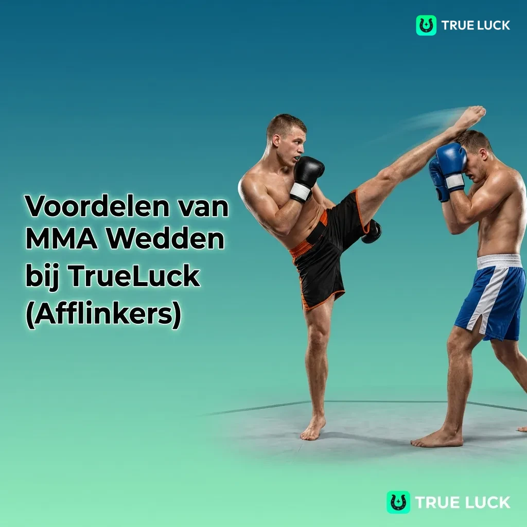 MMA wedden platform interface showing UFC fights, live betting odds, and mobile app notifications