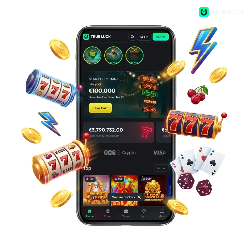 TrueLuck bietet über 3.000 Spielautomaten mit Bonusrunden, Jackpots und Willkommensbonus für Browser und mobile App.