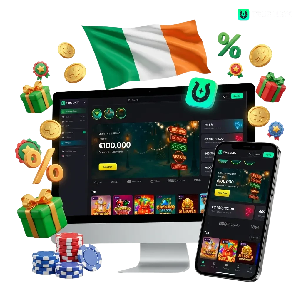 TrueLuck Ireland licensed betting platform offering sports, casino, slots with welcome bonuses and secure payment options